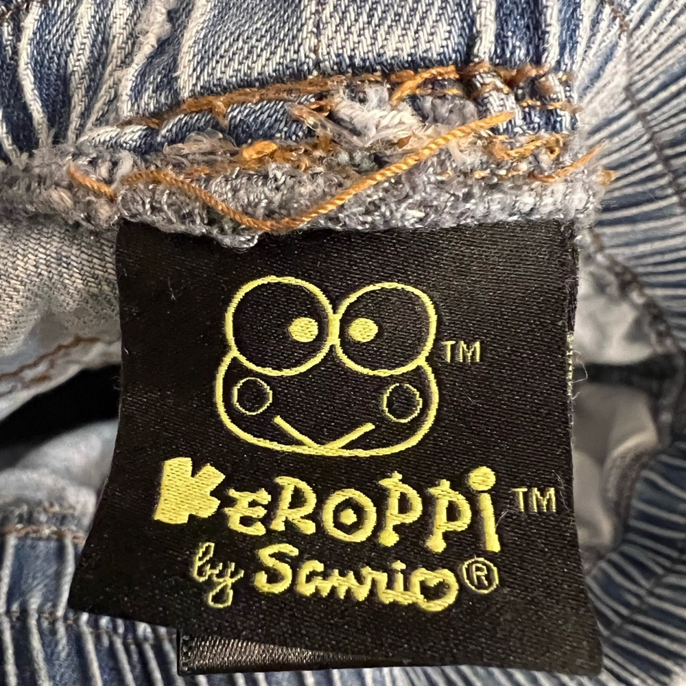 Sanrio Keroppi Denim Shorts Tag - Neon Lime Logo - Picture 3 of 3